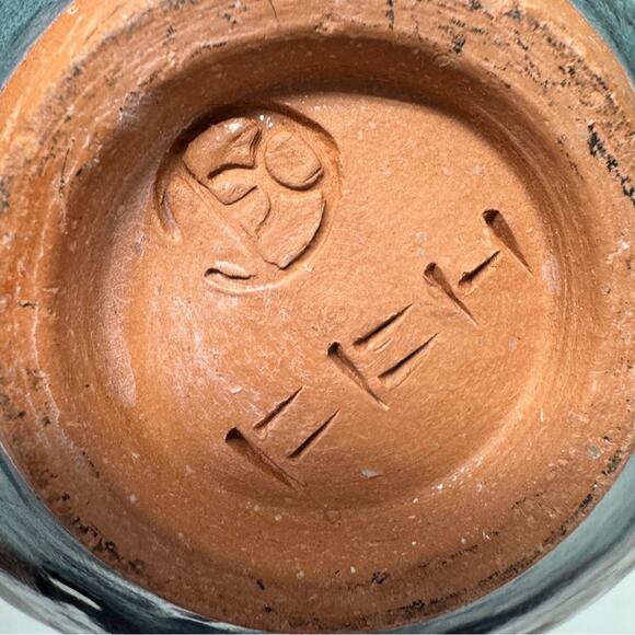 Handmade Pottery Bowl Decorative Purple Teal Swirl - Picture 3 of 9